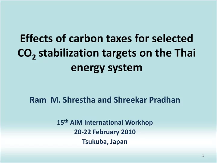 effects of carbon taxes for selected co 2 stabilization