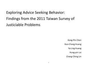 Exploring Advice Seeking Behavior: Findings from the 2011 Taiwan Survey of Justiciable Problems