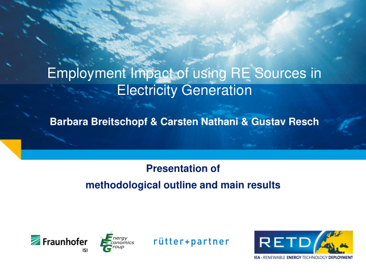 employment impact of using re sources in electricity