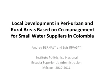 Local Development in Peri  urban and Rural Areas Based on Co  management for Small Water