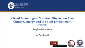 City of Bloomington Sustainability Action Plan   Climate, Energy, and the Built