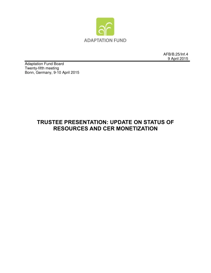 trustee presentation update on status of resources and