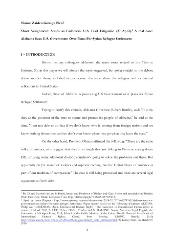 Name: Zaiden Geraige Neto 1 Short Assignment: States as Enforcers: U.S. Civil Litigation (27