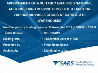 APPOINTMENT OF A SUITABLY QUALIFIED NATIONAL  AUCTIONEERING SERVICE PROVIDER TO AUCTION  VARIOUS