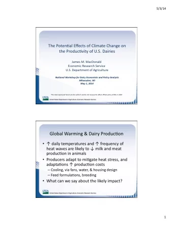 Global  Warming  &amp;  Dairy  Produc.on      daily  temperatures