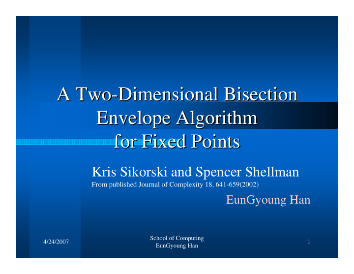 a two dimensional bisection dimensional bisection a two