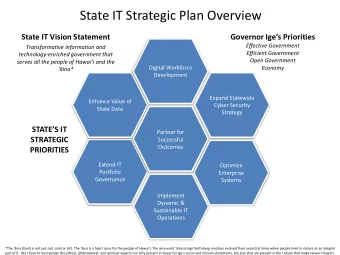 State IT Strategic Plan Overview  State IT Vision Statement  Governor Iges Priorities  Effective