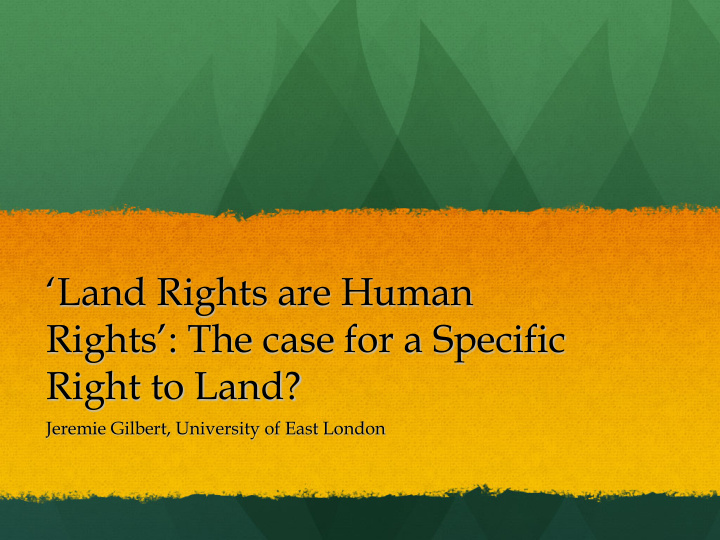 land rights are human rights the case for a specific