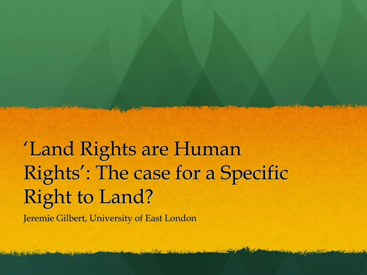 land rights are human rights the case for a specific