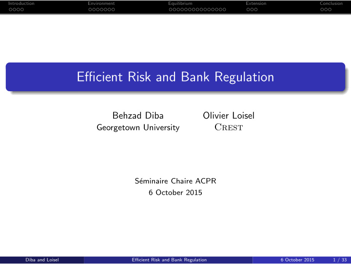 efficient risk and bank regulation