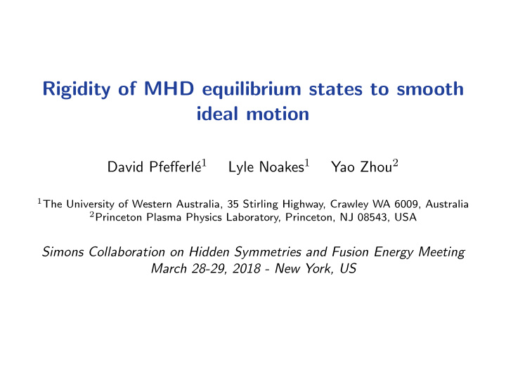 rigidity of mhd equilibrium states to smooth ideal motion