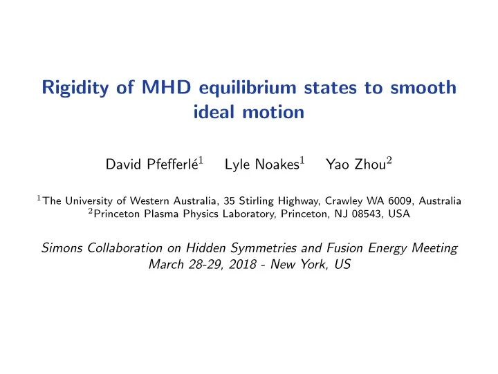 rigidity of mhd equilibrium states to smooth ideal motion