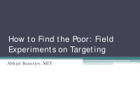 how to find the poor field experiments on targeting