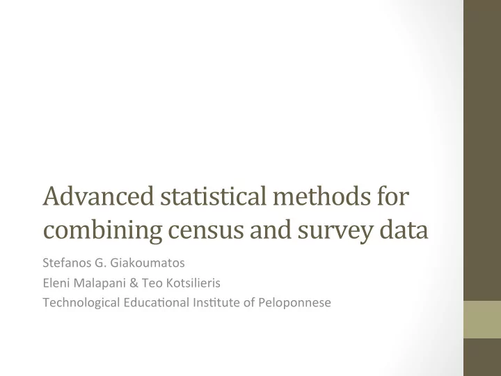 advanced statistical methods for combining census and
