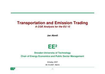 EE  Dresden University of Technology  Chair of Energy Economics and Public Sector Management