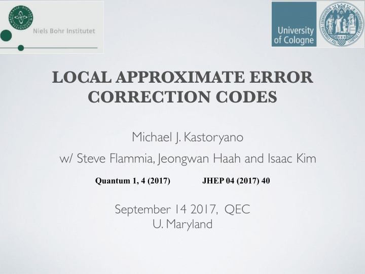 local approximate error correction codes