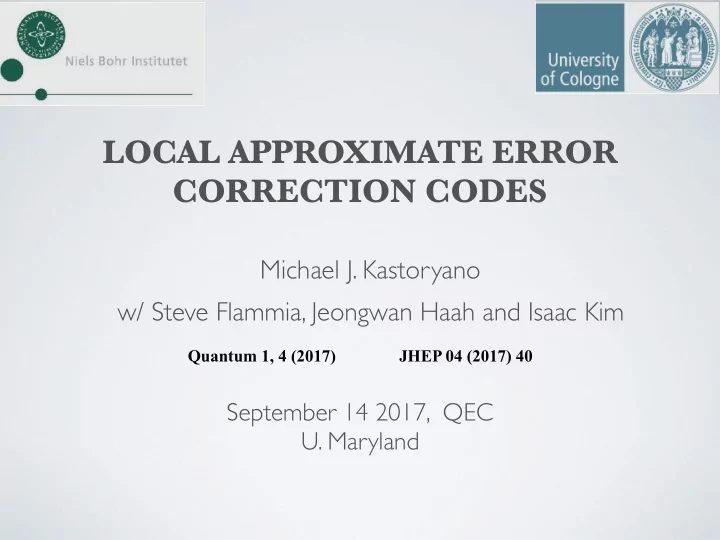 local approximate error correction codes