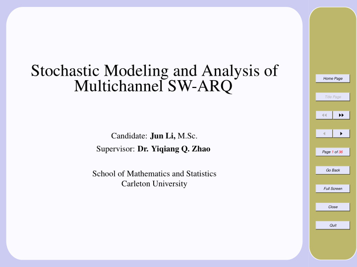 stochastic modeling and analysis of