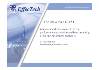 The New ISO 10723 Advances and new concepts in the performance evaluation and benchmarking of on