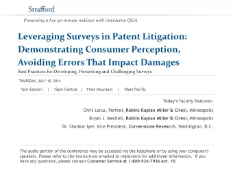 Leveraging Surveys in Patent Litigation:  Demonstrating Consumer Perception,  Avoiding Errors That