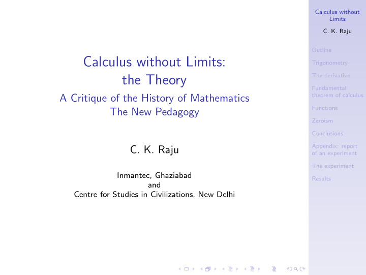 calculus without limits