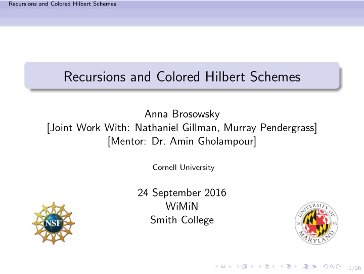 recursions and colored hilbert schemes