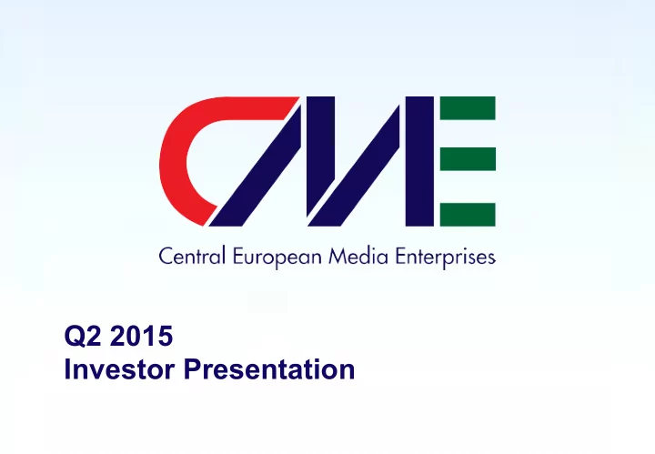 q2 2015 investor presentation cautionary statement