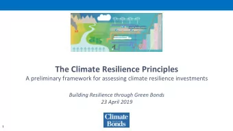 The Climate Resilience Principles  A preliminary framework for assessing climate resilience