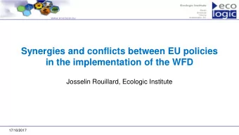 Synergies and conflicts between EU policies  in the implementation of the WFD  Josselin Rouillard,