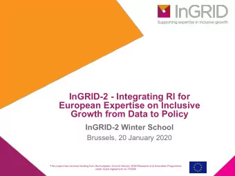 InGRID-2 - Integrating RI for  European Expertise on Inclusive  Growth from Data to Policy