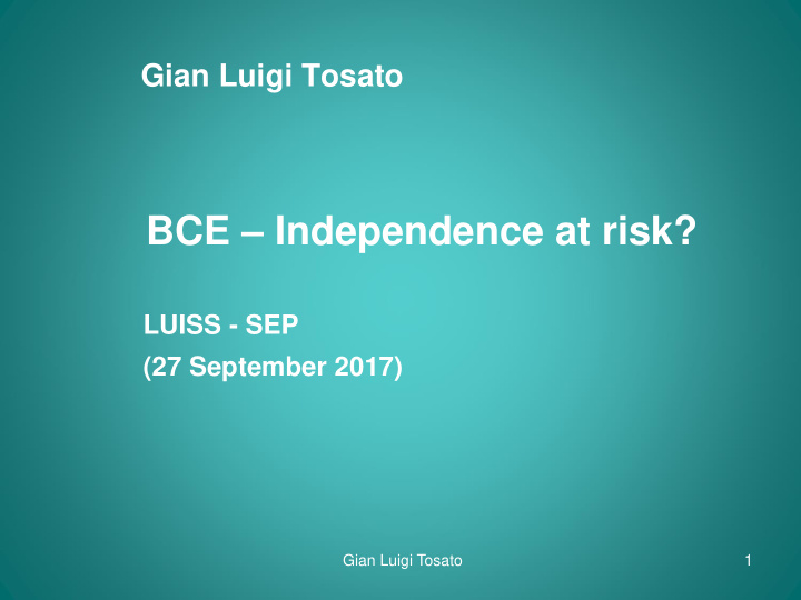 bce independence at risk