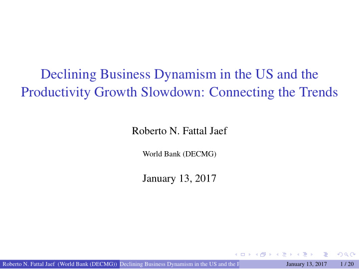 declining business dynamism in the us and the
