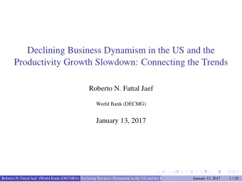 Declining Business Dynamism in the US and the  Productivity Growth Slowdown: Connecting the Trends