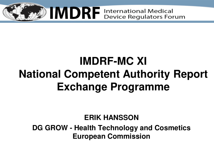 imdrf mc xi national competent authority report exchange