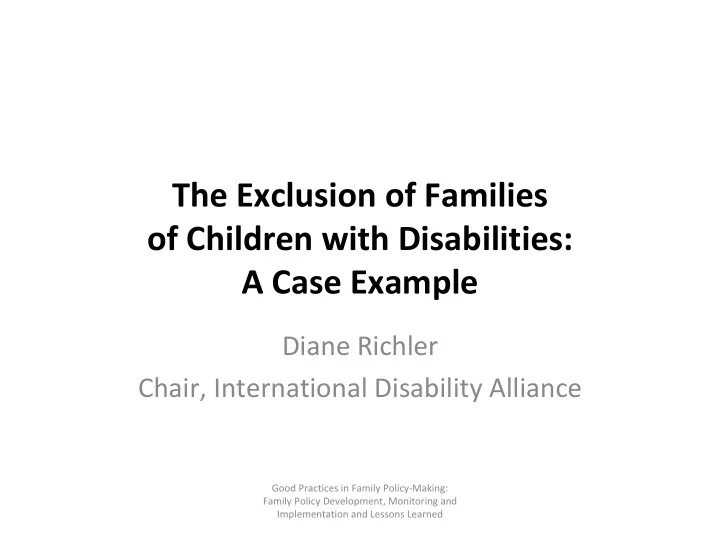 the exclusion of families of children with disabilities a