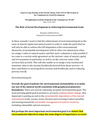 Strengthening Social Development in the Contemporary World  May 19-20, 2015  The Role of