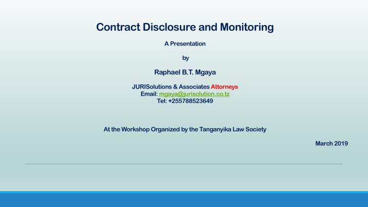 contract disclosure and monitoring