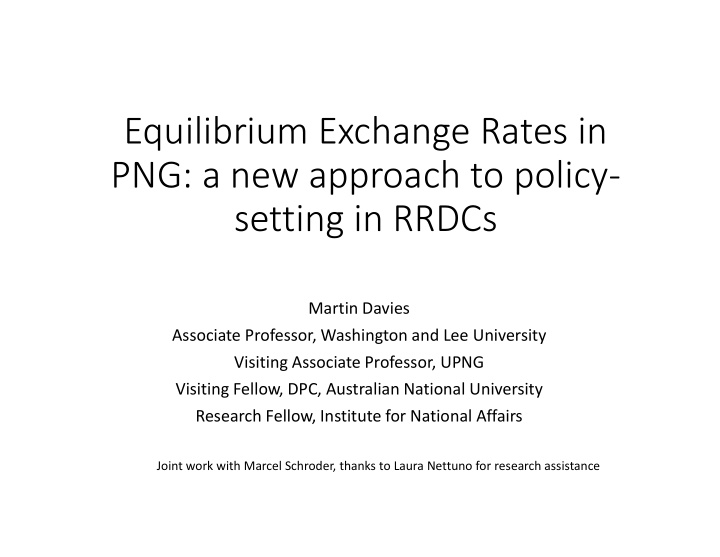 equilibrium exchange rates in png a new approach to