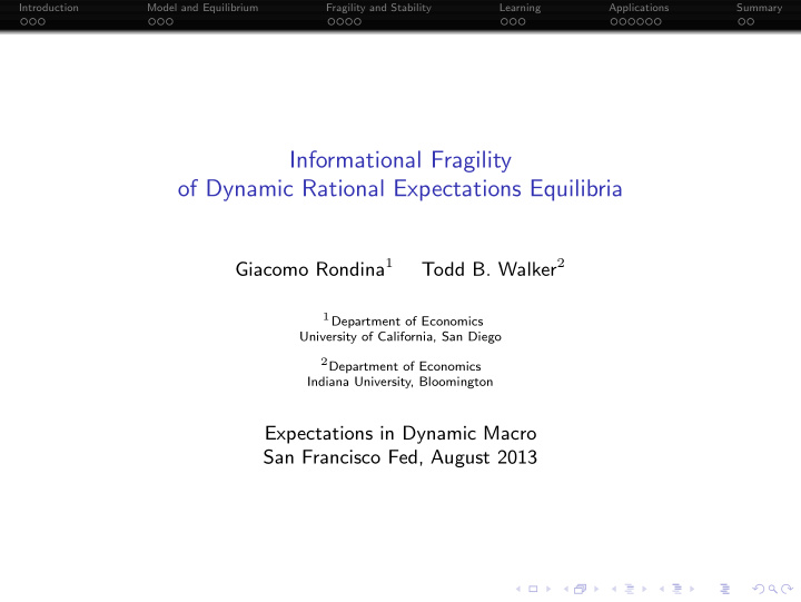 informational fragility of dynamic rational expectations
