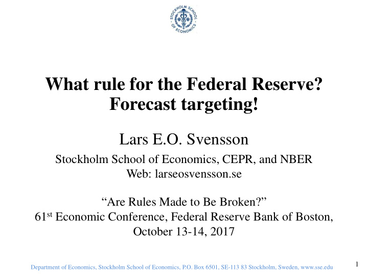 what rule for the federal reserve forecast targeting