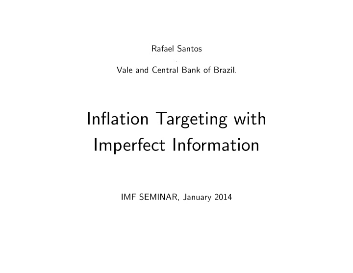 inflation targeting with imperfect information
