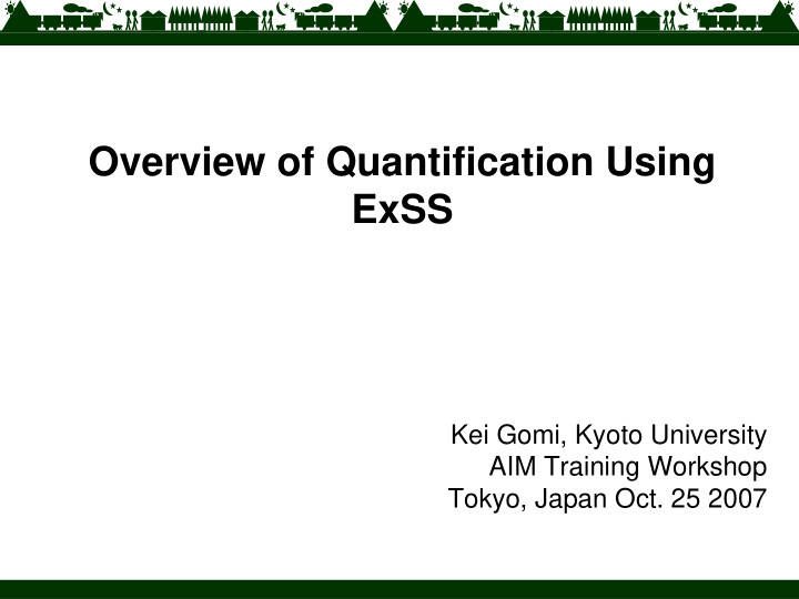 overview of quantification using exss