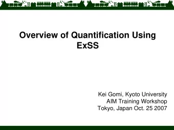 Overview of Quantification Using  ExSS  Kei Gomi, Kyoto University  AIM Training Workshop  Tokyo,