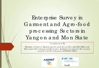 E  nte rprise  Surve y in  Ga rme nt a nd Ag ro -fo o d  pro c e ssing  Se c to rs in  Ya ng o n a