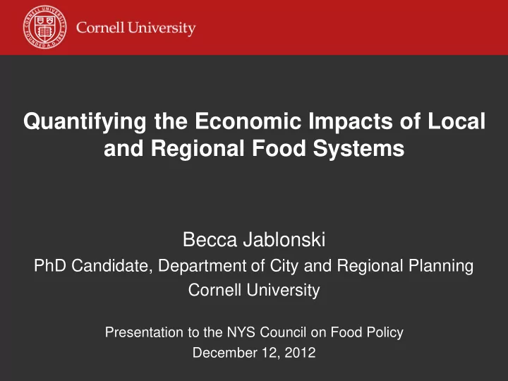 and regional food systems