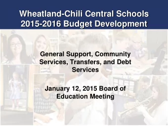 Wheatland-Chili Central Schools  2015-2016 Budget Development  General Support, Community