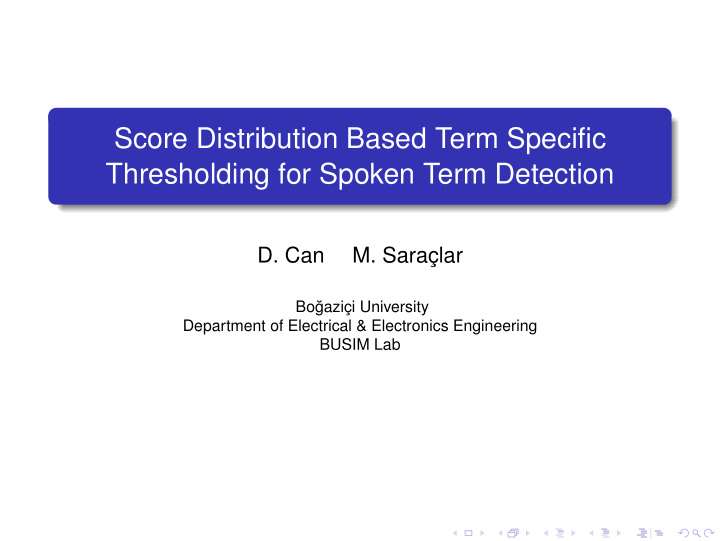 score distribution based term specific thresholding for