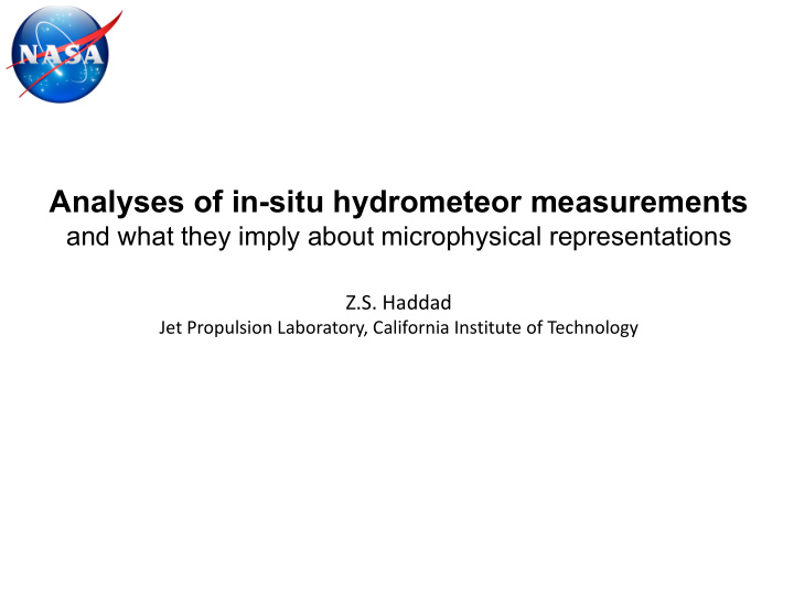 analyses of in situ hydrometeor measurements