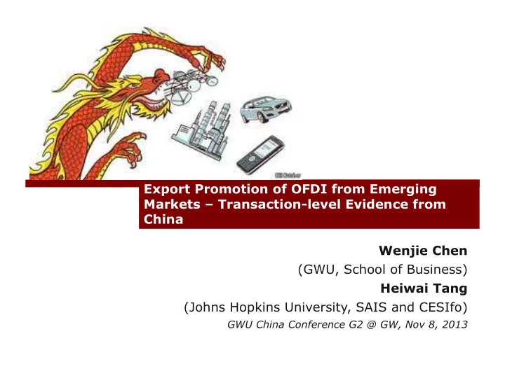 export promotion of ofdi from emerging markets