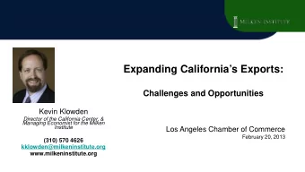 California Economic Overview  Expanding Californias Exports:  Challenges and Opportunities